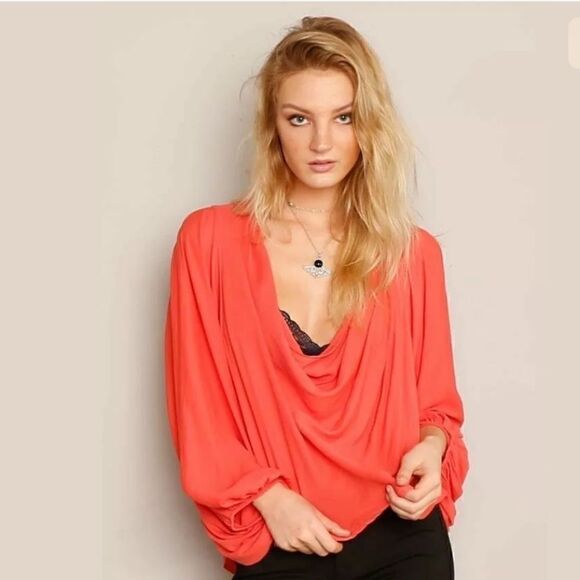 Free People Solid Cowling Around Top Coral NWT - Picture 5 of 6